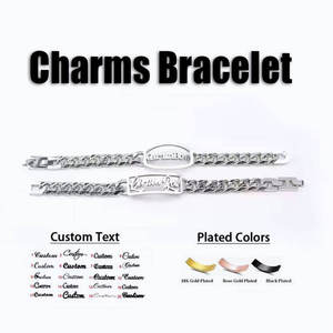 Men's Stainless Steel <b>Bracelet</b> Punk <b>Charm</b> Geometric Laser Design with Personalized Name Logo Classic Fashion <b>Charm</b> <b>Bracelets</b> - Product Image 2