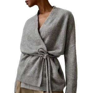 <span class=keywords><strong>Cardigan</strong></span> in Cashmere da Donna con Logo Personalizzato, Maglione Lavorato a Maglia con <span class=keywords><strong>Cintura</strong></span>, Maniche Lunghe, Scollo a V, Vestibilità Ampia, Abbigliamento per Ufficio - Product Image 2