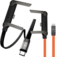 Kabel Pengisian Cepat 240W Berbahan Nilon dengan Penyangga Ponsel, Sudut 90 Derajat, Rotasi 360 Derajat, Multi-Angle Tipe-C untuk iPhone Gaming