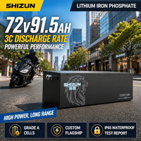 Batterie LiFePO4 48V 60V 72V 54Ah 67Ah 91.5Ah à décharge 3C pour moto électrique, 3000 cycles+