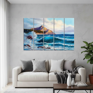 Printed <b>Canvas</b>: Coastal Mountain View - Modern <b>Wall</b> Art Decor,SET OF 5 <b>CANVAS</b> - Product Image 3
