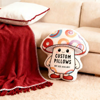 Vente directe usine – Coussin personnalisé en peluche animale et dessin animé, imprimé double face en forme de champignon, décoration d'intérieur, cadeaux de fêtes