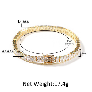 Hip Hop Oval Single Row Tennis <b>Bracelet</b> <b>Copper</b> Inlaid with Zircon Fully Paved High End Jewelry - Product Image 4