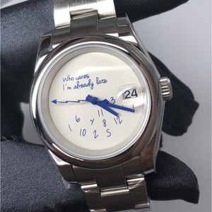 Reloj Mecánico Automático para Hombre con Diseño Único 'Who Cares I'm Already Late', Movimiento NH35 y Correa de Acero Inoxidable - Product Image 1