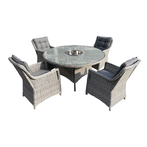 Meubles <span class=keywords><strong>de</strong></span> jardin extérieur 7 pièces, <span class=keywords><strong>Table</strong></span> ronde <span class=keywords><strong>en</strong></span> <span class=keywords><strong>rotin</strong></span>, ensemble à manger pour la maison - Product Image 2