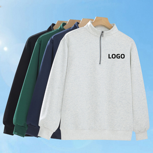 Custom Logo Quarter Zip <b>Sweatshirt</b> Unisex Solid Color Stand Collar Pullover Long Sleeve Casual Top - Product Image 1
