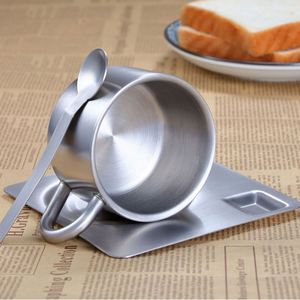 Tasses à expresso en acier inoxydable de 170 ml personnalisées en gros, tasses à café à double paroi, ensemble cuillère et tasse, tasse réutilisable pour lait et thé - Product Image 5