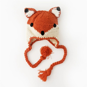 Gorro de punto hecho a mano para cachorro <span class=keywords><strong>con</strong></span> orejas caídas, gorro de punto acogedor <span class=keywords><strong>con</strong></span> orejas de animal, gorro de punto grueso para bebé, venta al por mayor - Product Image 3