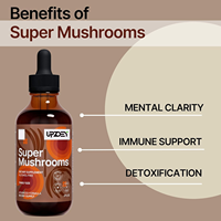 Supplément de gouttes liquides Super Mushrooms avec extrait 8-en-1 soutien du cerveau et gouttes de soutien immunitaire, soutien de la mémoire et de la concentration