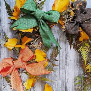 Orange Brown Olive Green Polyester <b>Burlap</b> Wired <b>Ribbon</b> Roll Wrapping Christmas Wreath Bow Home Decorative Gift LK Brand 450cm - Product Image 4