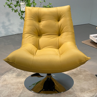 Fauteuil pivotant d'appoint en cuir au design moderne haut de gamme avec rotation à 360° pour chambre à coucher, appartement, hôtel et salon, mobilier de maison