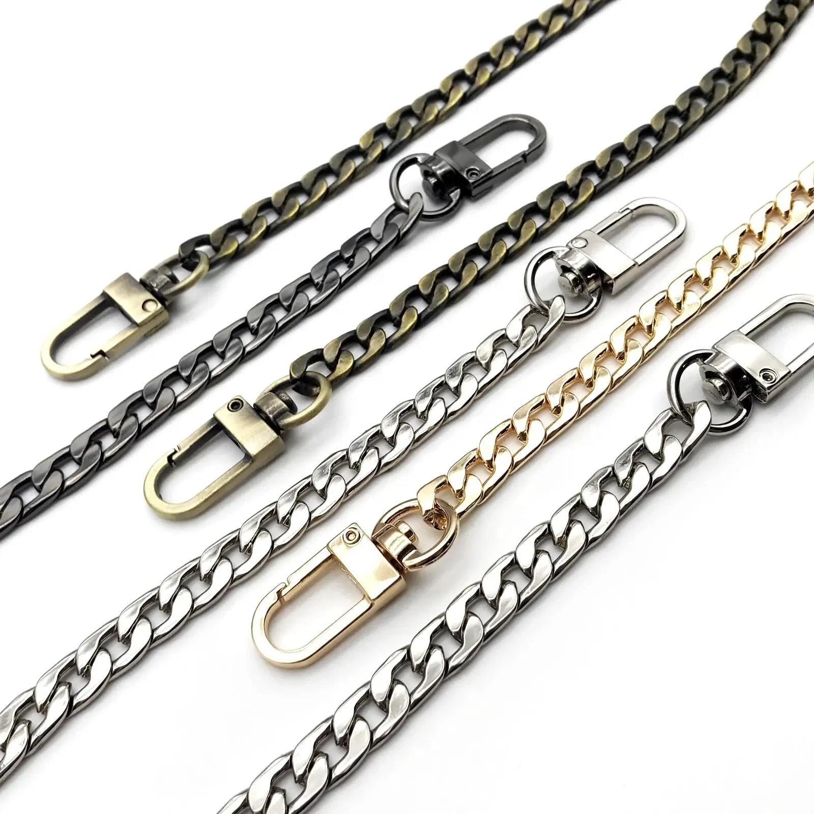 Metal 40 60 80 100 120cm Handbag Purse Chain Leather Shoulder Bag Crossbody Strap Replacement Repair 2 Clasp Snap Clip 3 color