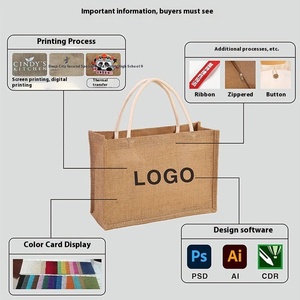 <strong>Custom</strong> <strong>Printing</strong> logo Recyclable Cotton Linen <strong>Jute</strong> <strong>Tote</strong> <strong>Bag</strong> Portable Handled Shopping Retro <strong>Tote</strong> <strong>Bag</strong> for Gift and Promotion - Product Image 5