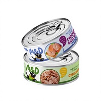 Beli Grosir Makanan Kucing Basah Kaleng Tinggi Protein 85g Layanan OEM ODM Rasa Ayam Alami Semua Bahan Alami Makanan Hewan Peliharaan Kaleng