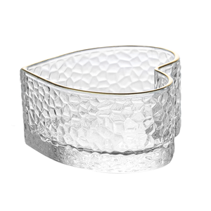 Heart - Shaped Textured <strong>Glass</strong> Snack Bowl, Gold - Rimmed Edge, Ideal for Decor, Jewelry <strong>Holder</strong>, Small Trinkets, Romantic Gift. - Product Image 3
