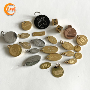 A-grade 18K Vàng Thép Không Gỉ Logo Nhỏ Khắc Hình Bầu Dục Tùy Chỉnh Hình Dạng Kim Loại Trang Sức Tags Cho Bracelet/Necklace - Product Image 6