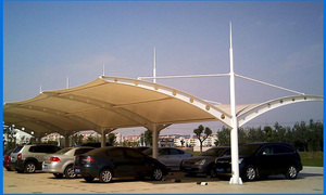 현대 UV 저항 자동차 주차 캔버스 캐노피 스틸 프레임 주차 그늘 공공 주차장 압력 처리 목재 자연 스타일 - Product Image 6