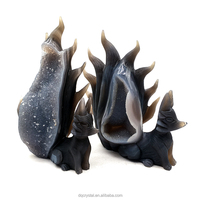 Vente en gros : Artisanat en cristal naturel, sculpture de renard en agate géode, agate druzy, renard à neuf queues, objets en cristal pour la décoration et les cadeaux