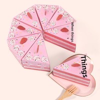 Boîte cadeau créative en forme de gâteau triangulaire pour fête d'anniversaire, en carton blanc avec impression offset, présentoir de bonbons rose mignon pour table