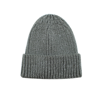 Bonnet en tricot côtelé gris thermique doux et chatoyant, bonnet d'hiver à revers roulé pour femme, usage quotidien et festif, personnalisable OEM