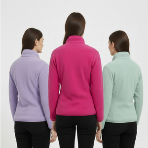 女式保暖柔软抓绒夹克拉链立领户外徒步休闲叠穿开衫 - Product Image 4