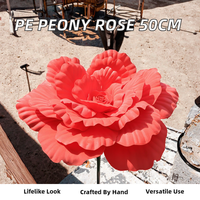 Fleur artificielle en mousse réaliste faite à la main, style preppy, pivoine rose, 50 cm, pour décoration de chambre festive, DIY, fête des mères, Saint-Valentin