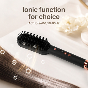 Peigne chauffant <span class=keywords><strong>pour</strong></span> <span class=keywords><strong>cheveux</strong></span> en céramique PTC à tension universelle, chauffage rapide, température réglable, <span class=keywords><strong>brosse</strong></span> lissante ionique <span class=keywords><strong>pour</strong></span> la maison - Product Image 3
