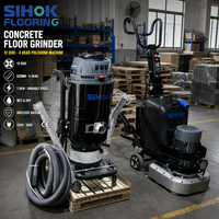 Machine de polissage de sols industriels en béton 620 mm 12 disques 4 têtes, ponceuse à époxy sans poussière avec aspiration 7,5 kW 220 V 380 V CE