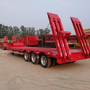 รถขุดขนาด60ตันรถเทรลเลอร์พื้นเรียบ3แอ็กเซล12ยางสูง8มม. บันไดหลัง - Product Image 2