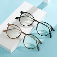 Kacamata photoromik anti cahaya biru wanita metalik pc bulat emas perak hitam transparan lunette photogray optik