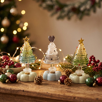 Décoration de table en verre rotatif coloré en forme de sapin de Noël pour cadeau de Noël, bureau, étagère, décoration de maison pour les fêtes