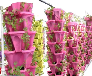 vertical grow stacks vertical tower planter farming grow system plastic stacking pot tower for strawberry