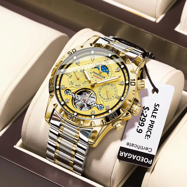 Proedagar 1412 Men Automatic Mechanical Watches Waterproof Calendar Wristwatches Luxury Luminous Watch