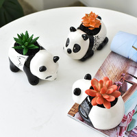 Pot Tanaman Sukulen Mini Kartun Panda Lucu Kecil Pot Bunga Keramik