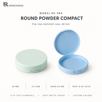 Boîte compacte personnalisée à couvercle rabattable rond, emballage simple couche, boîte à poudre vide, conteneur à blush en plastique vide