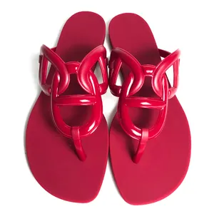 OEM Mujeres H Cadena Cinturón Egerie Zapatilla para el diseño de la marca al aire libre por encargo señora Jelly Flip Flop Sandalia