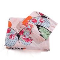 Simple 4 pièces motif papillon imprimé polyester brossé drap housse de couette et taie d'oreiller ensemble pour un usage domestique