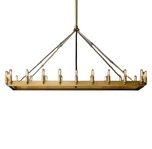 Popular American country hardware chandelier modern industrial style plain black iron rectangular dining table chandelier
