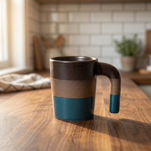 Taza de Café de Cerámica, Tres Tonos: Marrón, Gris y Azul, Acabado Mate, Diseño Minimalista, para Uso Doméstico - Product Image 1