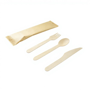 Meilleures ventes : Ensemble de couverts jetables biodégradables en bois (couteau, fourchette, cuillère, serviette) – Combinaison libre pour la restauration - Product Image 3