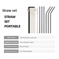 Vente en gros de pailles en métal réutilisables écologiques en acier inoxydable 304 avec logo personnalisé, ensemble avec sac pour gobelets bouteille d'eau