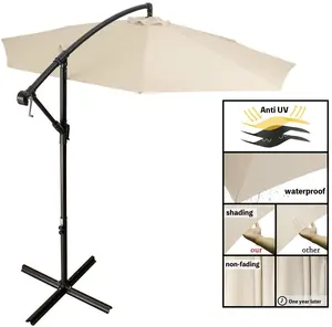 R Led Umbrella Outdoor Solar LED Light Parasol Garden Sunshade Cantileve Patio Umbrellas
