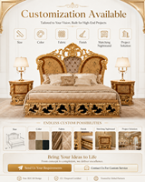 Ensemble de meubles de chambre à coucher de luxe sur mesure en bois massif européen haut de gamme avec feuille d'or, style antique, pour villa et hôtel