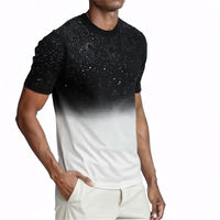 T-shirts d'été unisexes à manches courtes en coton tricoté de haute qualité respirant avec strass graphiques scintillants OEM grande taille pour hommes