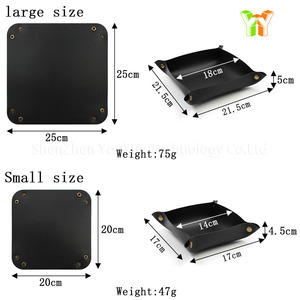 YY, venta al por mayor, bandeja de cuero de dos pisos, stock listo para llaves, monedas, teléfono, billetera y joyería en <span class=keywords><strong>cocina</strong></span> y sala de estar - Product Image 6