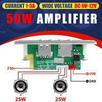 Reproductor MP3 para Auto de 50W 12V, Amplificador, Placa Decodificadora MP3 de 25W, Módulo de Grabación USB, Radio FM AUX, Altavoz Manos Libres, Música