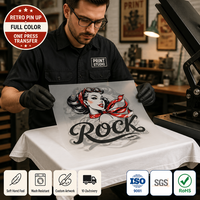 Autocollant personnalisé rétro rock, punk hipster, fille pin-up, pour transfert thermique, feuille d'encre pour voiture blanche, T-shirt, vêtements vintage, MOQ 1000 pièces