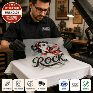 Autocollant personnalisé rétro rock, punk hipster, fille pin-up, pour transfert thermique, feuille d'encre pour voiture blanche, T-shirt, vêtements vintage, MOQ 1000 pièces - Product Image 2