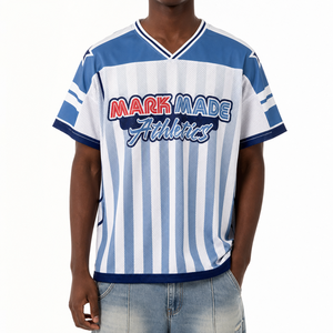 Maillot de football américain unisexe personnalisé, haute qualité, respirant, imprimé, coupe oversize, en polyester, avec transferts thermiques, style rétro, été - Product Image 2