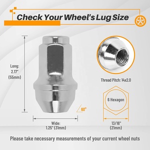 24PCS 6 Hexagon 14x2 Universal Chrome Bulge Acorn Car Wheel <strong>Lug</strong> <strong>Nuts</strong> for Ford F-150 2004-2014 - Product Image 2